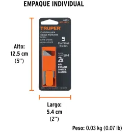 Cuchillas de Repuesto 19mm 5u SK4 Navaja Cutters 17027 16950 22400 100850 101101 Truper 16953 Truper-Cuchillas de Repuesto 19mm 