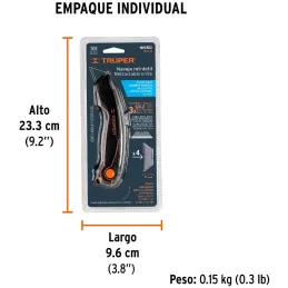 Navaja Multiusos de Apertura Rapida 7", Cuchilla SK4, Incluye 3 cuchillas de repuesto, NM-6 16950 Truper Truper-Navaja Multiusos