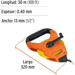 Winchas Fibra de Vidrio 30M Tipo Cruceta Ergonomico Truper 12646 Truper-Winchas Fibra de Vidrio 30M Tipo Cruceta Ergonomico Trup