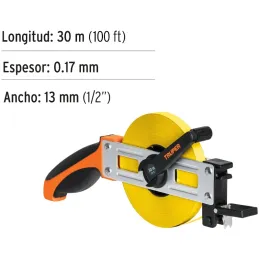 Winchas Metalica 30m Tipo Cruceta Ergonomico Truper 12648 Truper-Winchas Metalica 30m Tipo Cruceta Ergonomico Truper 12648 Cinta