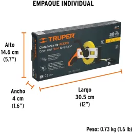 Winchas Metalica 30m Tipo Cruceta Ergonomico Truper 12648 Truper-Winchas Metalica 30m Tipo Cruceta Ergonomico Truper 12648 Cinta