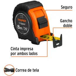 Winchas Flexometro Gripper 8M MedicionAmbosLados TPR ABS Truper 14579 Truper-Winchas Flexometro Gripper 8M MedicionAmbosLados TP