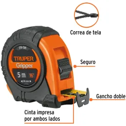 Winchas Flexometro Gripper 5M MedicionAmbosLados TPR ABS Truper 14578 Truper-Winchas Flexometro Gripper 5M MedicionAmbosLados TP