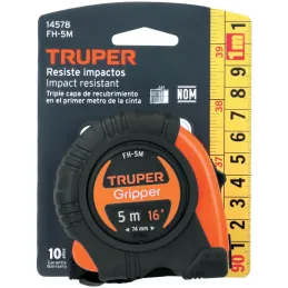 Winchas Flexometro Gripper 5M MedicionAmbosLados TPR ABS Truper 14578 Truper-Winchas Flexometro Gripper 5M MedicionAmbosLados TP