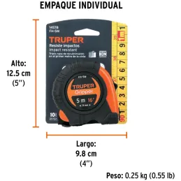 Winchas Flexometro Gripper 5M MedicionAmbosLados TPR ABS Truper 14578 Truper-Winchas Flexometro Gripper 5M MedicionAmbosLados TP