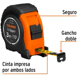 Winchas Flexometro Gripper 3M MedicionAmbosLados TPR ABS Truper 14578 Truper-Winchas Flexometro Gripper 3M MedicionAmbosLados TP