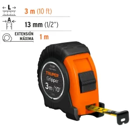 Winchas Flexometro Gripper 3M MedicionAmbosLados TPR ABS Truper 14578 Truper-Winchas Flexometro Gripper 3M MedicionAmbosLados TP