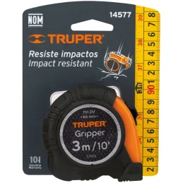 Winchas Flexometro Gripper 3M MedicionAmbosLados TPR ABS Truper 14578 Truper-Winchas Flexometro Gripper 3M MedicionAmbosLados TP