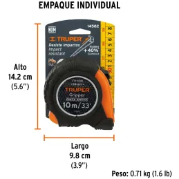 Winchas Flexometro Gripper 10M MedicionAmbosLados TPR ABS Truper 14582 Truper-Winchas Flexometro Gripper 10M MedicionAmbosLados 