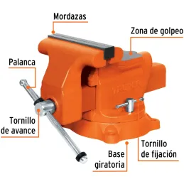 Tornillo de Banco Industrial Ancho de Mordaza 8", Apertura Max 7 7/8" Peso 29kg, TA-8 18595 Truper Truper-Tornillo de Banco Indu