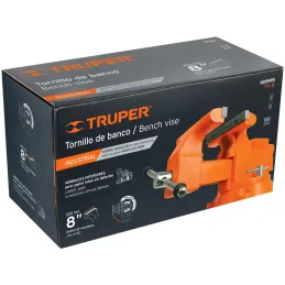 Tornillo de Banco Industrial Ancho de Mordaza 8", Apertura Max 7 7/8" Peso 29kg, TA-8 18595 Truper Truper-Tornillo de Banco Indu