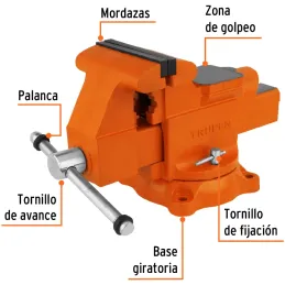 Tornillo de Banco Industrial Ancho de Mordaza 6", Apertura Max 6 7/8" Peso 24.2kg, TA-6 18594 Truper Truper-Tornillo de Banco In