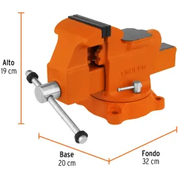 Tornillo de Banco Industrial Ancho de Mordaza 4", Apertura Max 4 15/16" Peso 11.4kg, TA-4 18592 Truper Truper-Tornillo de Banco 