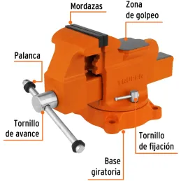 Tornillo de Banco Industrial Ancho de Mordaza 4", Apertura Max 4 15/16" Peso 11.4kg, TA-4 18592 Truper Truper-Tornillo de Banco 