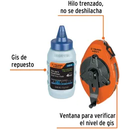 Tiralinea metalico uso pesado 30m, con repuesto, bobinado rapido, Incluye Bote de Gis, TL-100X 18579 Truper Truper-Tiralinea met