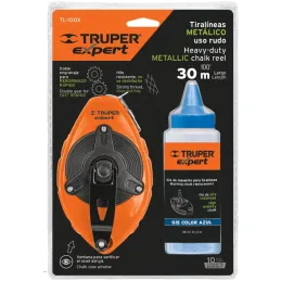 Tiralinea metalico uso pesado 30m, con repuesto, bobinado rapido, Incluye Bote de Gis, TL-100X 18579 Truper Truper-Tiralinea met