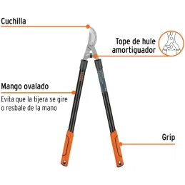 Tijera de Poda Classic, Capacidad de corte 1 1/2", mango tubulares de 21", TB-122 18399 Truper Truper-Tijera de Poda Classic, Ca