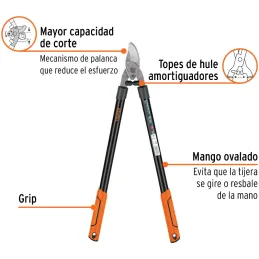 Tijera de Poda Americano, Mangos de Madera 70cm, Capacidad de corte 1 3/4", con Grip, T-122E 18381 Truper Truper-Tijera de Poda 