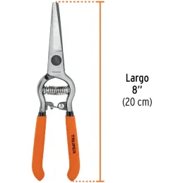 Tijera de Poda Forjada 8", cuchillas curva acero al medio carbono, Corte 5/16, Para UVA, T-24 18457 Truper Truper-Tijera de Poda