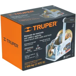 Templadoras de Manivela con Cable 1100kg, en acero, ideal para remolque y cargas pesadas, MAW-91C 14721 Truper Truper-Templadora