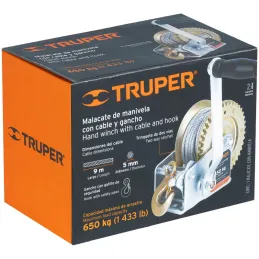 Templadoras de Manivela con Cable 650kg, en acero, ideal para remolque y cargas pesadas, MAW-54C 14720 Truper Truper-Templadoras