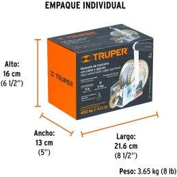 Templadoras de Manivela con Cable 650kg, en acero, ideal para remolque y cargas pesadas, MAW-54C 14720 Truper Truper-Templadoras