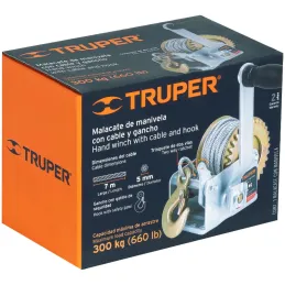 Templadoras de Manivela con Cable 300kg, en acero, ideal para remolque y cargas pesadas, MAW-27C 14719 Truper Truper-Templadoras