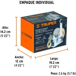 Templadoras de Manivela con Cable 300kg, en acero, ideal para remolque y cargas pesadas, MAW-27C 14719 Truper Truper-Templadoras