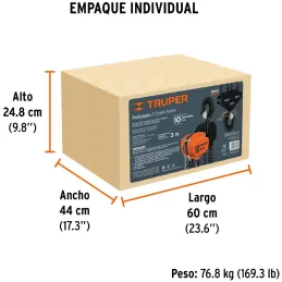 Tecle Industrial 10 Toneladas, Doble Trinquete, Mecanismo de triple engranaje, Peso 68kg, POL-10 16829 Truper Truper-Tecle Indus
