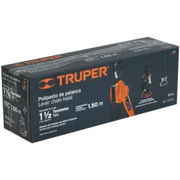Tecle Industrial 1 1/2 Toneladas con Ratchet, Doble Trinquete, Mango con grip, Peso 10.1kg, POPA-1-1/2 16842 Truper Truper-Tecle