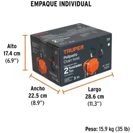 Tecle Industrial 2 Toneladas, Doble Trinquete, Mecanismo de triple engranaje, Peso 19.3kg, POL-2 16826 Truper Truper-Tecle Indus