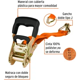 Sujetadores de Carga con Ratchet, Carga Maxima 2250kg, ideal para Trailers y Camiones, SU-2250C 19283 Truper Truper-Sujetadores 