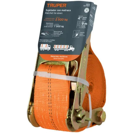 Sujetadores de Carga con Ratchet, Carga Maxima 6000kg, ideal para Trailers y Camiones, SU-6000 10314 Truper Truper-Sujetadores d