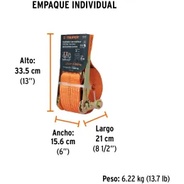 Sujetadores de Carga con Ratchet, Carga Maxima 6000kg, ideal para Trailers y Camiones, SU-6000 10314 Truper Truper-Sujetadores d