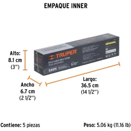 Electrodo 6011 5/32" 1kg, Potasio celulosa, alta penetracion, encendido instantaneo y arco estable, E6011-5 15461 Truper Truper-