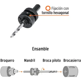 Mandril Zanco 7/16" Guia Broca Sierra Copa bimetalica Truper MAND-3/8 18123 Truper-Mandril Zanco 7/16" Guia Broca Sierra Copa bi