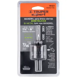 Mandril Zanco 7/16" Guia Broca Sierra Copa bimetalica Truper MAND-3/8 18123 Truper-Mandril Zanco 7/16" Guia Broca Sierra Copa bi