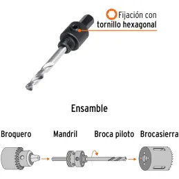 Mandril Zanco 3/8" Guia Broca sierra copa bimetalica Truper MAND-3/8 18122 Truper-Mandril Zanco 3/8" Guia Broca sierra copa bime