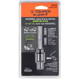 Mandril Zanco 3/8" Guia Broca sierra copa bimetalica Truper MAND-3/8 18122 Truper-Mandril Zanco 3/8" Guia Broca sierra copa bime