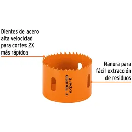 Sierra de copa Bimetalicas 2 3/4" o 69.8mm, dientes de acero alta velocidad, Para metal y Madera, COBI-2-3/4 18120 Truper Truper