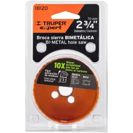 Sierra de copa Bimetalicas 2 3/4" o 69.8mm, dientes de acero alta velocidad, Para metal y Madera, COBI-2-3/4 18120 Truper Truper