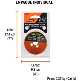 Sierra de copa Bimetalicas 2 3/4" o 69.8mm, dientes de acero alta velocidad, Para metal y Madera, COBI-2-3/4 18120 Truper Truper