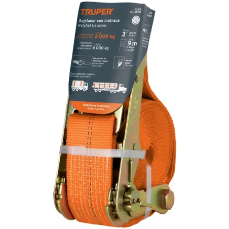 Sujetadores de Carga con Ratchet, Carga Maxima 5400kg, ideal para Trailers y Camiones, SU-5400 10313 Truper Truper-Sujetadores d