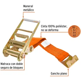 Sujetadores de Carga con Ratchet, Carga Maxima 5400kg, ideal para Trailers y Camiones, SU-5400 10313 Truper Truper-Sujetadores d