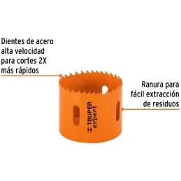Sierra de copa Bimetalicas 2 3/8" o 60.3mm, dientes de acero alta velocidad, Para metal y Madera, COBI-2-3/8 18118 Truper Truper