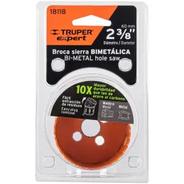 Sierra de copa Bimetalicas 2 3/8" o 60.3mm, dientes de acero alta velocidad, Para metal y Madera, COBI-2-3/8 18118 Truper Truper