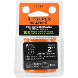 Sierra de copa Bimetalicas 2" o 50.8mm, dientes de acero alta velocidad, Para metal y Madera, COBI-2 18097 Truper Truper-Sierra 