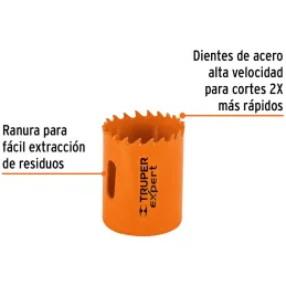 Sierra de copa Bimetalicas 1 9/16" o 39.6mm, dientes de acero alta velocidad, Para metal y Madera, COBI-1-9/16 18095 Truper Trup
