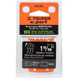 Sierra de copa Bimetalicas 1 9/16" o 39.6mm, dientes de acero alta velocidad, Para metal y Madera, COBI-1-9/16 18095 Truper Trup