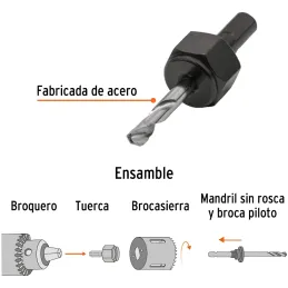 Mandril Zanco 1/4" Guia Broca Sierra Copa Diamante SinRosca Truper MAN-CAZ-3/8C 18144 Truper-Mandril Zanco 1/4" Guia Broca Sierr
